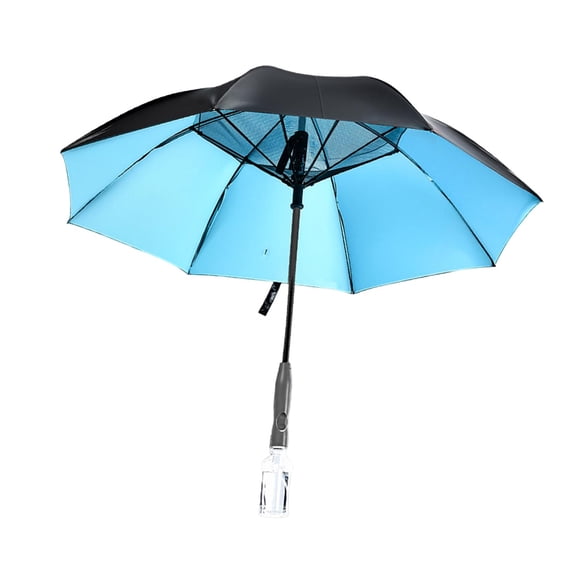 Sombrilla con ventilador nebulizador, protección solar para días soleados y lluviosos, resistente al viento, accesorios portátiles para actividades al Azul