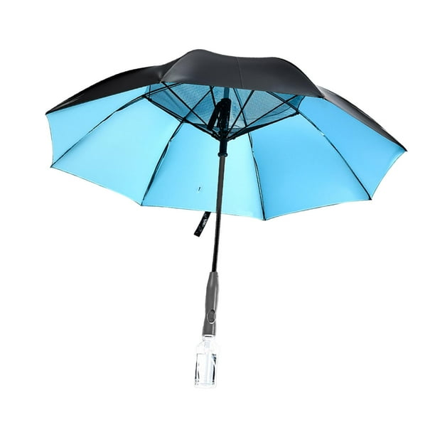 Sombrilla con ventilador y rociador. Regalos versátiles. Accesorios para patios y exteriores. Azul