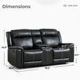 thumbnail image 4 of EBELLO Black Faux Leather Manual Reclining Loveseat, 2-Seater Sofa with Cup Holders and Storage Space, Mid-Century Modern Recliner Couch for Living Room, Home Theater (Black), 4 of 11