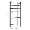 thumbnail image 3 of 3-Tier Over-Toilet Storage Rack with Hooks, Iron Frame for Bathroom Essentials, Black, 3 of 9