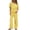 Yellow, variant on Women's Striped Two Piece Set, Crew Neck Top with Pocket and Drawstring Waist Wide Leg Pants, Cotton Linen Loungewear Set, Summer Casual Outfits for Women-Beige