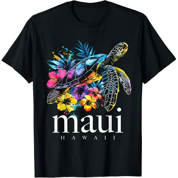 Simple Fit Maui Hawaii Sea Turtle Scuba Diving Flower Hawaiian Souvenir T-Shirt All Size S-5XL