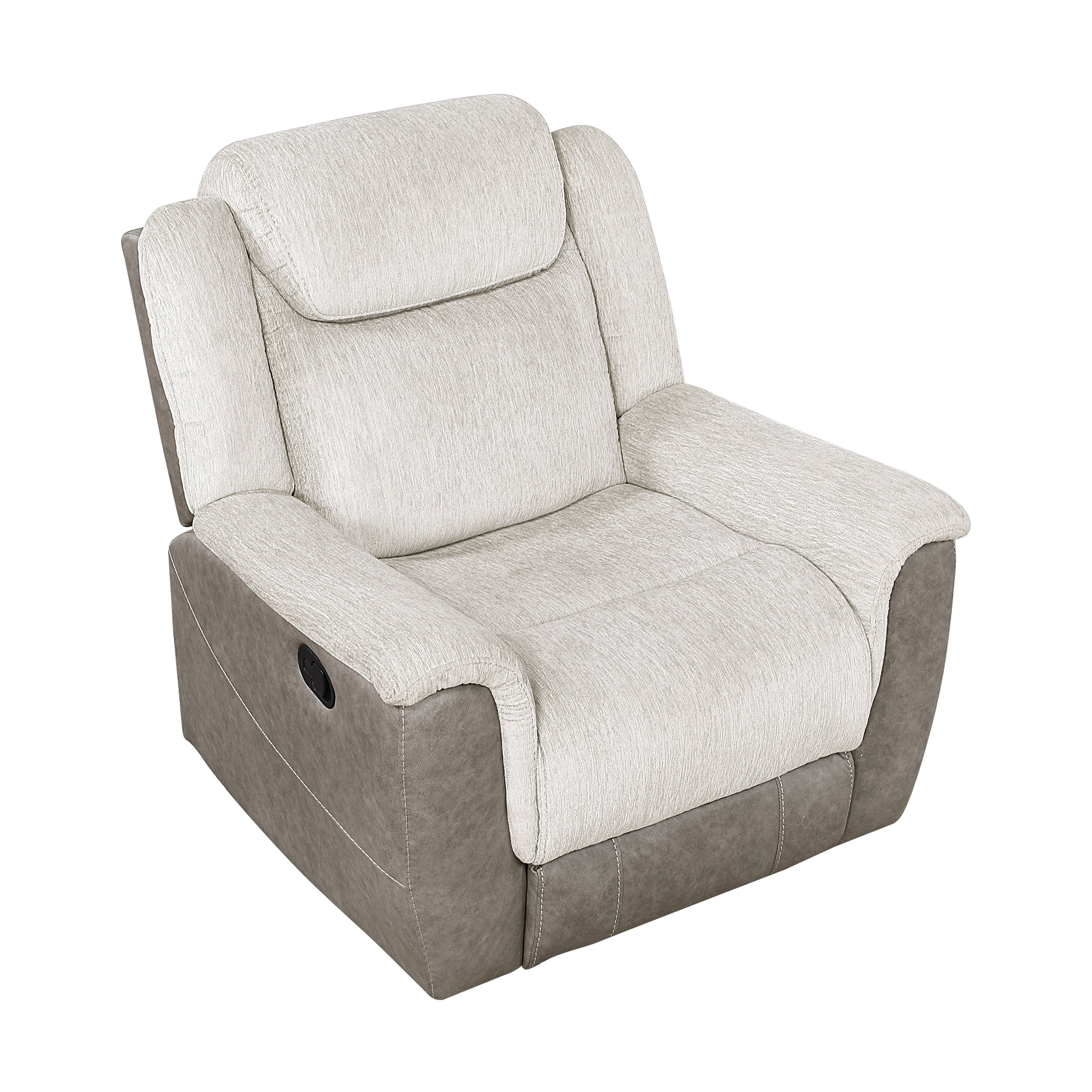 OakvillePark Harrowlyn Chenille and Polished Microfiber Manual Recliner, Beige