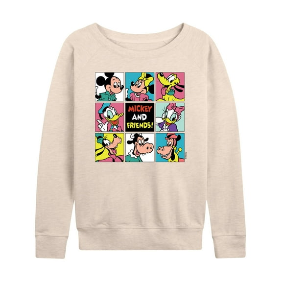 Mickey & Friends Grid - Women's Lightweight French Terry Long Sleeve Shirt