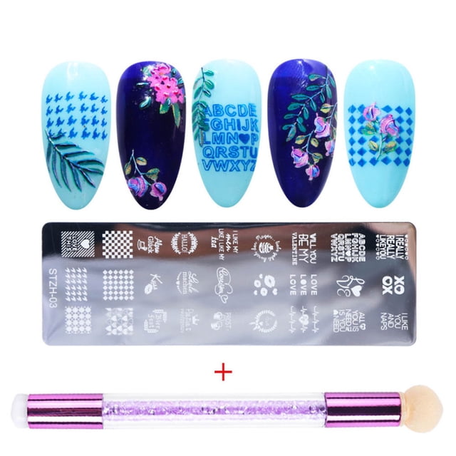 Flmtop 1Set Nail Stamping Plate Exquisite Pattern Shiny Effect DIY Nail Transfer Print Template for Makeup
