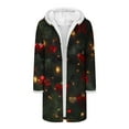 thumbnail image 6 of Christmas Mid Length Winter Coat for Women Graphic Long Sleeve Crewneck Button Down Party Print Jacket Red XL, 6 of 9