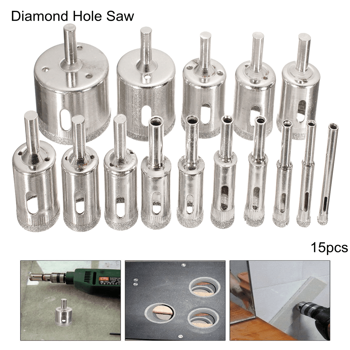15pack 50mm 2 Diamond Holesaw Drill Bit Hole Saw Set 15pack 50mm 2 Diamond Holesaw Drill Bit Hole Saw Set Cutter Cutters For Tile Ceramic Glass Marble Com