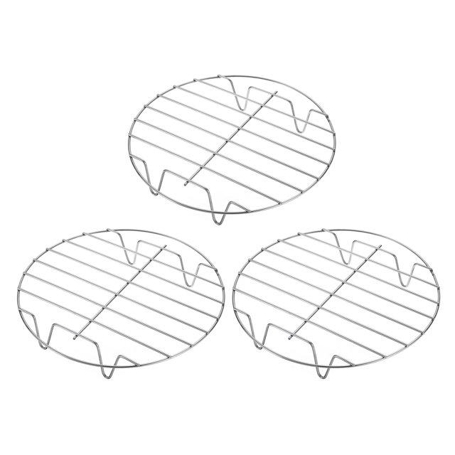 Uxcell 3pcs Soporte de Cocina Redondo 9.1" Diámetro Acero Inoxidable 1.8" Alto para Cocinar, Plata