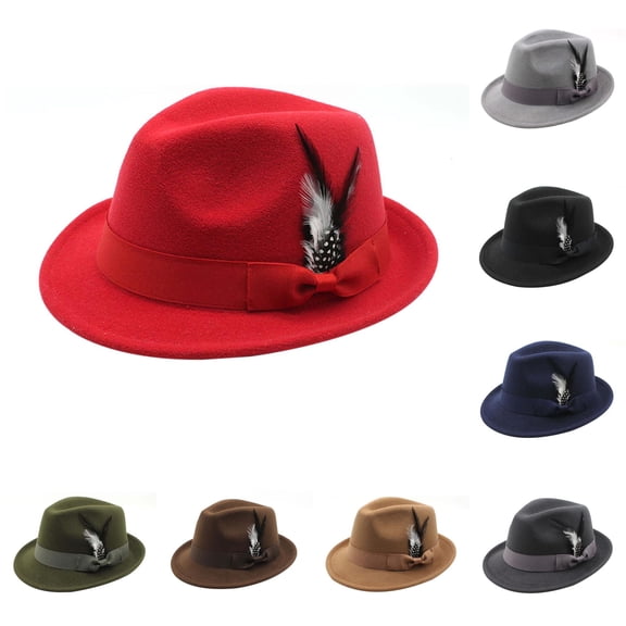 Oktoberfest German Hat with Feather Vintage Felt Fedora for Parties and Outdoor Events