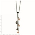thumbnail image 3 of Stainless Steel Necklace with Pendants Chain Rose & Brown IP plated Teardrops 20in Y 20 inch, 3 of 3