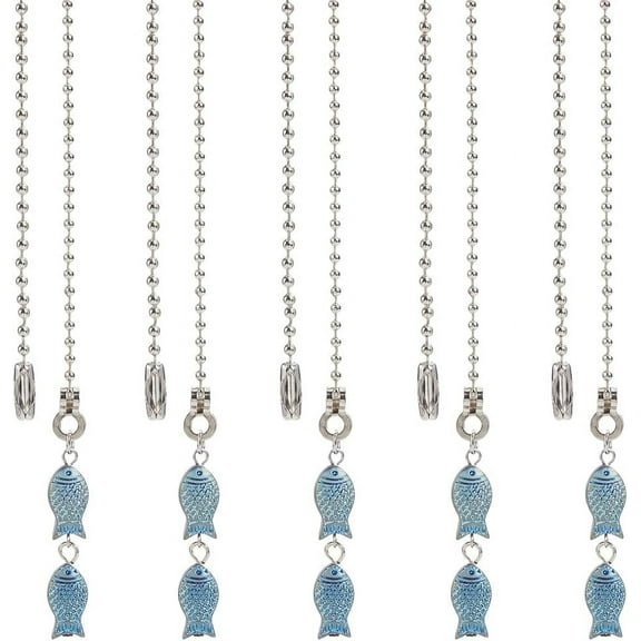 1set 10pcs Full Frosted Electroplate Glass Fish Beads Ceiling Fan Pull Chain Extenders with Iron Ball Chain Mixed color 355mm 10pcs/set