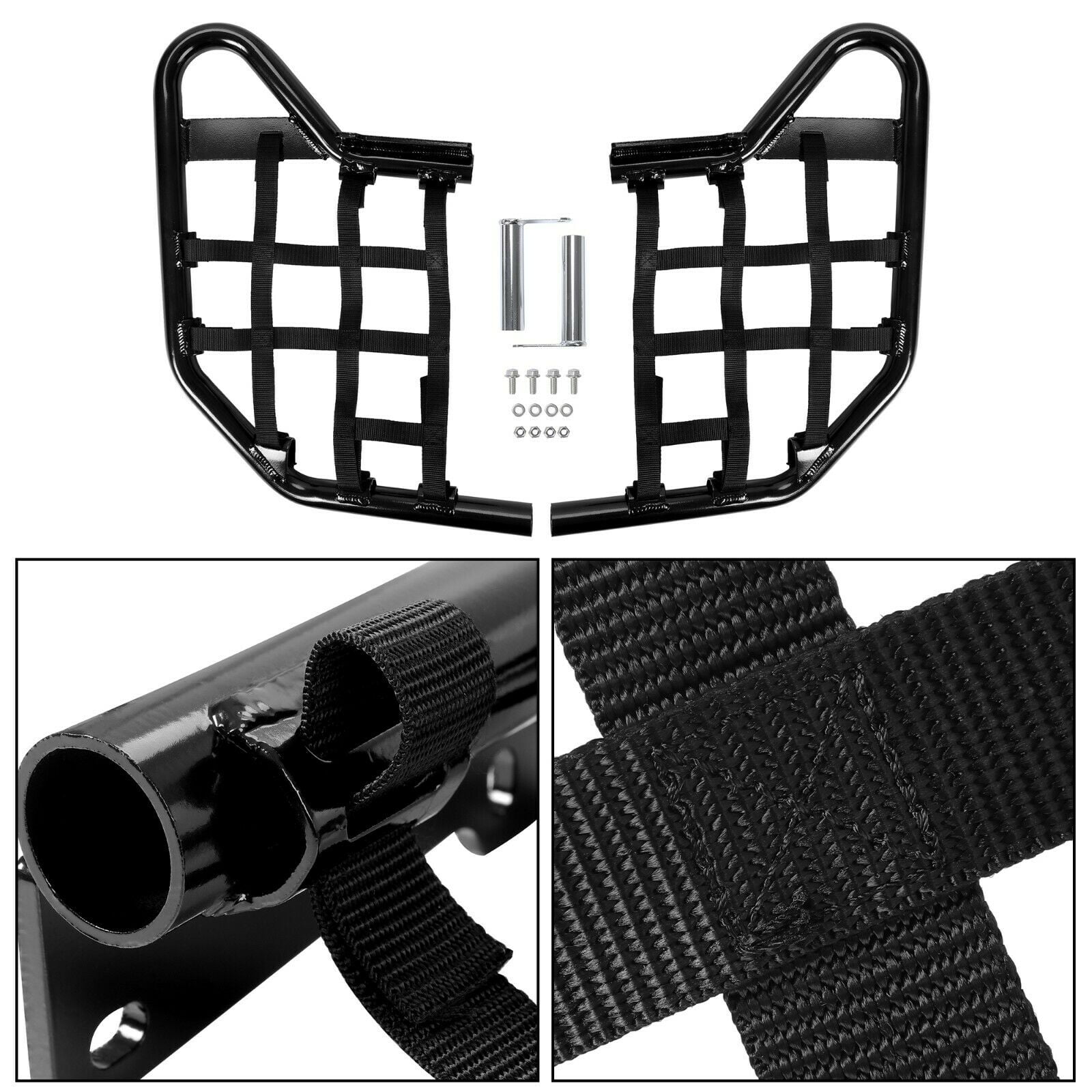 Aluminium Side Step Black Compatible with All Raptor 700 Models and Years Black Side Step with Black Webbing nets