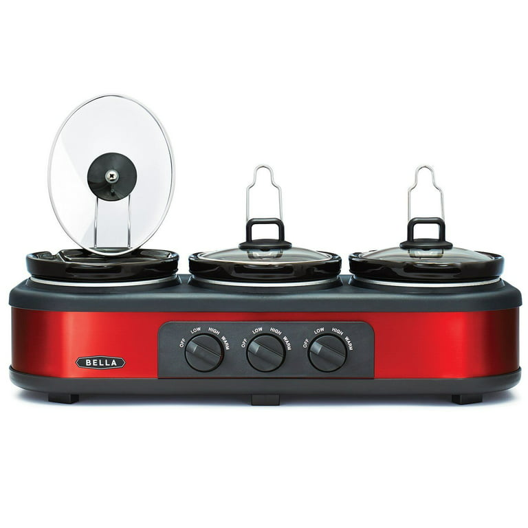  BELLA Triple Slow Cooker and Buffet Server, 3 x 1.5 QT Manual  Red: Bella Triple Buffet Server Crock Pot: Home & Kitchen