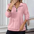 thumbnail image 2 of Sweatshirt For Women Pink Crewneck Sweatshirt Solid Color Daily Half Zip Long Sleeve Athletic Sweatshirt Hoodless Pullover With Pockets For Casual Wear Fall Winter, 2 of 6