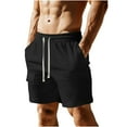 thumbnail image 2 of Mens Cargo Shorts Drawstring Elastic Waist Quick Dry Shorts with Pockets Breathable for Casual Gym Running Basketball Workout Shorts, 2 of 5