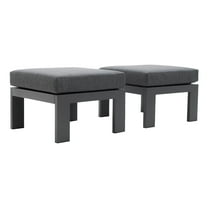 2 Pieces Outdoor Patio Ottomans Aluminum Outdoor Patio Footstool All Weather Outdoor Footrest,Grey