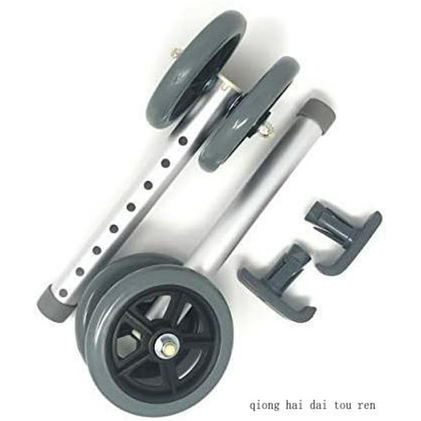Heavy Duty Bariatric 5" Walker Wheel Kit With Free Universal Ski Glides