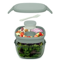 Bentgo Glass All-in-One Glass Salad Container (Tinted Glass) - Soft Khaki