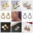thumbnail image 2 of Luxury Golden Metal Drop Earrings 2024 Women Fashionable Big Trendy Round Circle Ear Dangle Party Personality Vintage Jewelry, 2 of 6