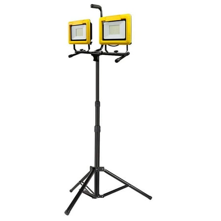 

14000 Lumens ProSeries Ultra Bright Flood IP65 Weatherproof Plug-In Adjustable Dual-Head Tripod LED Work Light