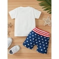thumbnail image 3 of Wassery 4th of July Baby Girls Boys Eagle/Letters Print Short Sleeve T-shirt and Drawstring Shorts 2Pcs Toddler Summer Casual Clothes Outfit Set for Independence Day 0-3T, 3 of 9