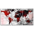 thumbnail image 2 of Original by BoxColors LARGE 30"x 60" 3 Panels 30"x20" Ea Art Canvas Print Watercolor Texture Map Old brick Wall color red black white decor Home interior (framed 1.5" depth), 2 of 6