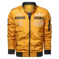 thumbnail image 2 of IYTR Mens Jackets Zipper Stand-up Collar Solid Color Long Sleeve Jacket Leisure Winter Warm Jackets with Pocket Yellow XXXXL, 2 of 5