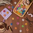 thumbnail image 3 of 2 Bags 2-Hole Printed Wooden Buttons for Sewing Crafting Flower Dyed Mixed Color 25x26x2mm Hole: 1.8mm about 48~50pcs/Bag, 3 of 5