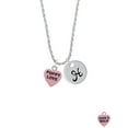 thumbnail image 2 of Delight Jewelry Acrylic Pink "Puppy Love / Take a Walk" Heart Silvertone Script Initial Disc - H - Charm Necklace, 20"+3", 2 of 4