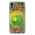 thumbnail image 1 of MUNDAZE Apple iPhone XR Shockproof Clear Hybrid Protective Phone Case Love Softball Girls Glove Green Tie Dye Swirl Paint Cover, 1 of 5