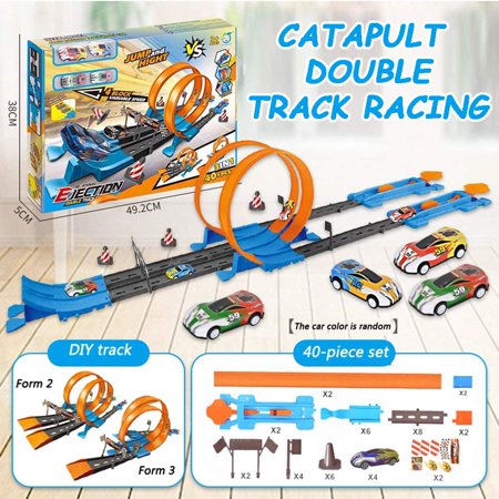 Track Builder Total Turbo Takeover track set with loops and stunts playset, includes 1 die-cast car and toys for ages 3-12