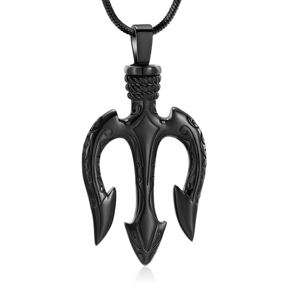 Poseidon Pendant Necklace Trident Pendant Urn Necklace for Ashes Stainless Steel Ancient Greece Amulet Keepsake Jewelry for Men Women Memorial Gift