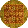 thumbnail image 1 of Ahgly Company Machine Washable Indoor Round Oriental Yellow Traditional Area Rugs, 3' Round, 1 of 4