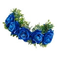thumbnail image 3 of EeaseMX 1 tocado floral con rosas artificiales para boda, diadema de cosplay para niñas y novias (azul), 3 of 7