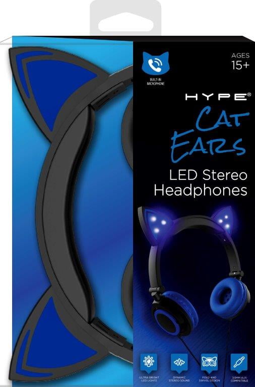 færge Identificere At hoppe Hype Wired Blue LED Cat Ear Headphones with 3.5mm Jack Plug - Walmart.com