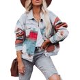 thumbnail image 1 of Womens Aztec Shacket Button Down Boho Western Retro Distressed Shirt Jacket, 1 of 7