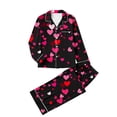 thumbnail image 2 of Uaswgudfs Women's Valentine's Day Long Sleeve Heart Print Pajama Set Casual Sleepwear with Pocket & White Contrast Trim Four - Way Stretch Fabric, 2 of 7