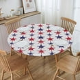 thumbnail image 3 of Round Fitted Tablecloth with Elastic Patriotic USA Flag White Vintage Fitted Table Covers for Round Tables Waterproof Reusable Vinyl Table Cloth for Indoor and Outdoor 45"-56" ,24ju26caA44, 3 of 7