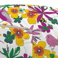 thumbnail image 3 of Floral Pouf Cover with Zipper, Birds Pointed Flowers Long Leaves Illustration on Plain Background, Soft Decorative Fabric Unstuffed Case, 30" W X 17.3" L, Dark Magenta Multicolor, by Ambesonne, 3 of 5
