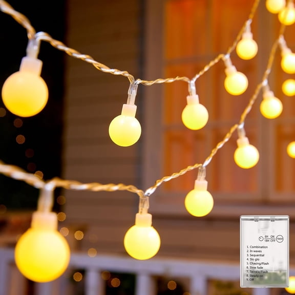 Battery Operated String Lights, 21FT 60 LED Globe Classroom Lights