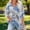 Blue, variant on Womens Plus Size Tops Floral Printed 3/4 Sleeve V Neck T Shirt Fall Casual Loose Fit Tunic Blouse L-5X