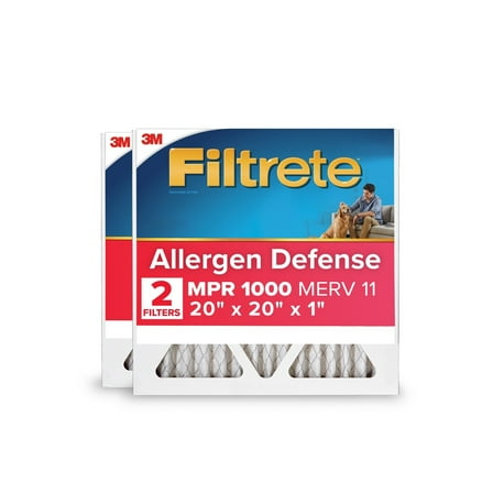 Filtrete 20x20x1 HVAC Furnace Air Filter, MPR 1000 MERV 11, Allergen Defense, 2 Filters