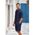 thumbnail image 3 of COOFANDY Men's 2 Pieces Linen Set Henley Shirt Short Sleeve and Shorts Summer Beach Yoga Matching Outfits, 3 of 8
