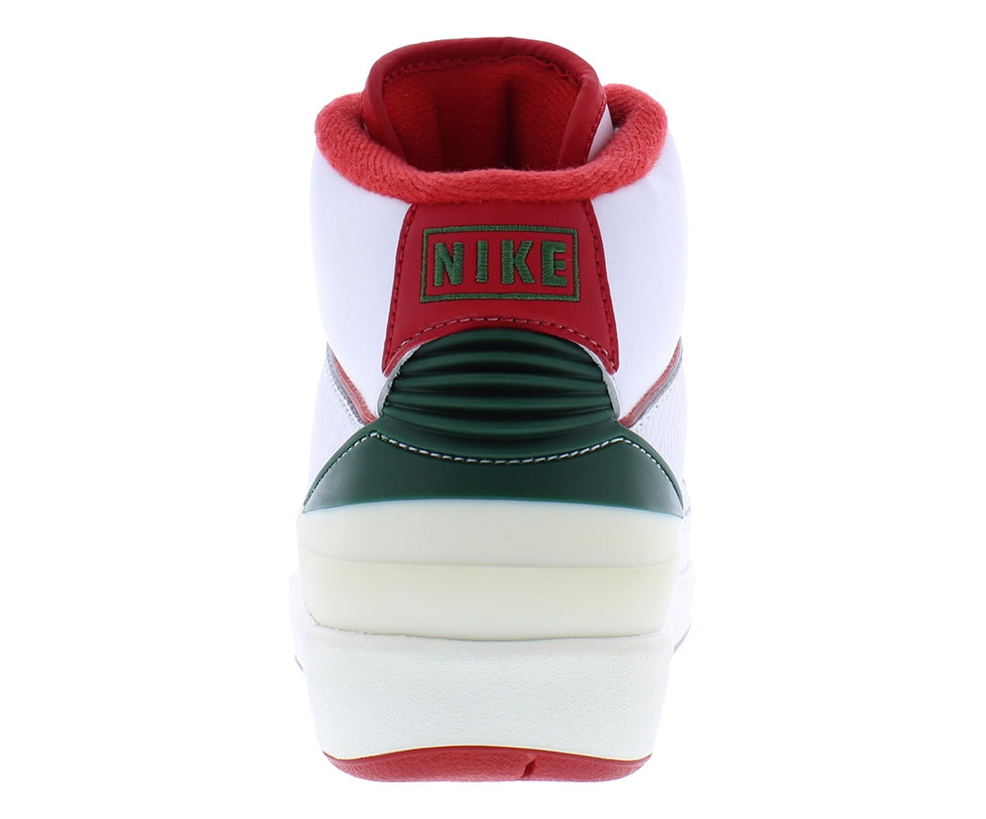 Nike Air Jordan 2 Retro Leather GS Boys Shoes Size 5.5, Color: White/Fire Red/Fir/Sail