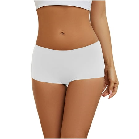 Jgppe Women s Boyshorts Panties Comfort Mid Waist Ice Silk Seamless Boxer Briefs for Ladies Underwear