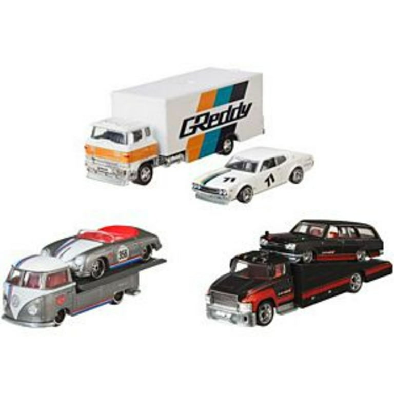 Hot Wheels Realistic Team Transport Set, Toy Truck & Race Car in 1