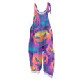 thumbnail image 2 of BOMYJESK Women Halloween Jumpsuits Pumpkin Print One Piece Sleeveless Rompers Pants Funny Loose Spaghetti Strap Rompers Purple M, 2 of 7