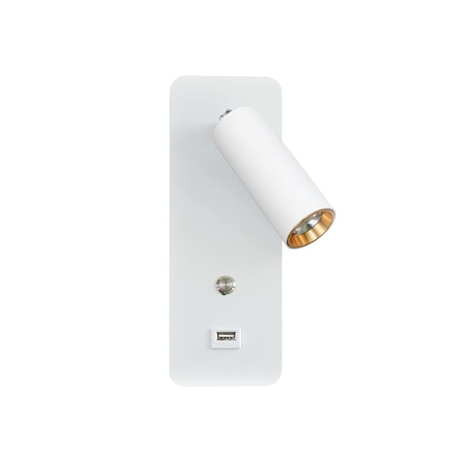 Toystoory AC 100-260V 7W luz de pared giratoria ornamento 3000K sala de estar dormitorio lámpara giratoria con puerto USB accesorio de iluminación de Iluminación y accesorios Blanco Toystoory HA066252-01B