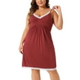 thumbnail image 2 of DARING DIVA Women's Plus Lace Strap Babydoll Chemise Nightgown 3X Red, 2 of 6
