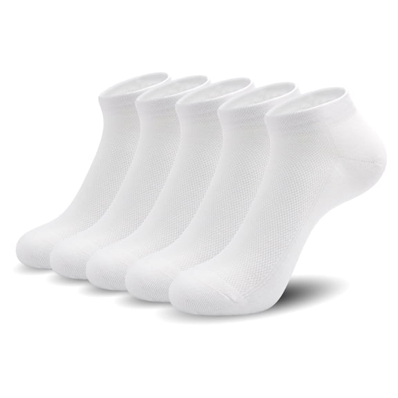 SERISIMPLE Ultra-Thin Ankle Viscose Bamboo Socks for Women - Mesh Breathable Lightweight Low-Cut Socks 5 Pairs (White, Large)